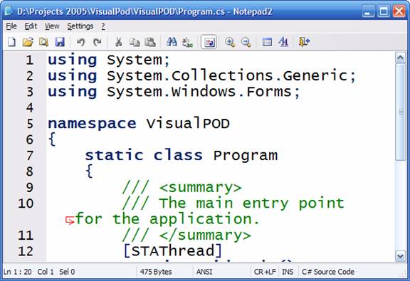 [Notepad2 with big text.]